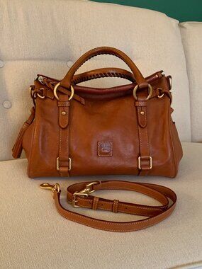Dooney & Bourke Florentine Leather Satchel Tan with Strap